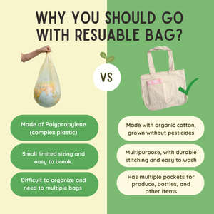 Single-Use Plastic Bag vs Reusable Shopping / Grocery Bag