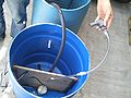 Fig 7: A 15W aquarium pump re-circulates water for more extensive treatment.