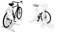 مطحنة مثبتة على دراجة ومطحنة بدواسات.  بعد "مطحنة حبوب تعمل بالدواسة، دليل التكنولوجيا الريفية 5، Pinson GS، معهد المنتجات الاستوائية، لندن، 1978، 32 صفحة، ISBN: 0-85954-076-6"